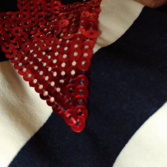 Vogue Fashion Stretchy Sequin Nautical Anchor Striped Maxi Dress Large USA - Picture 10 of 10